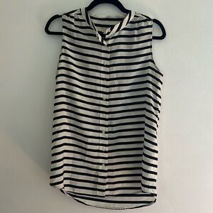 J Crew navy and white stripped button up sleeveless top size 6